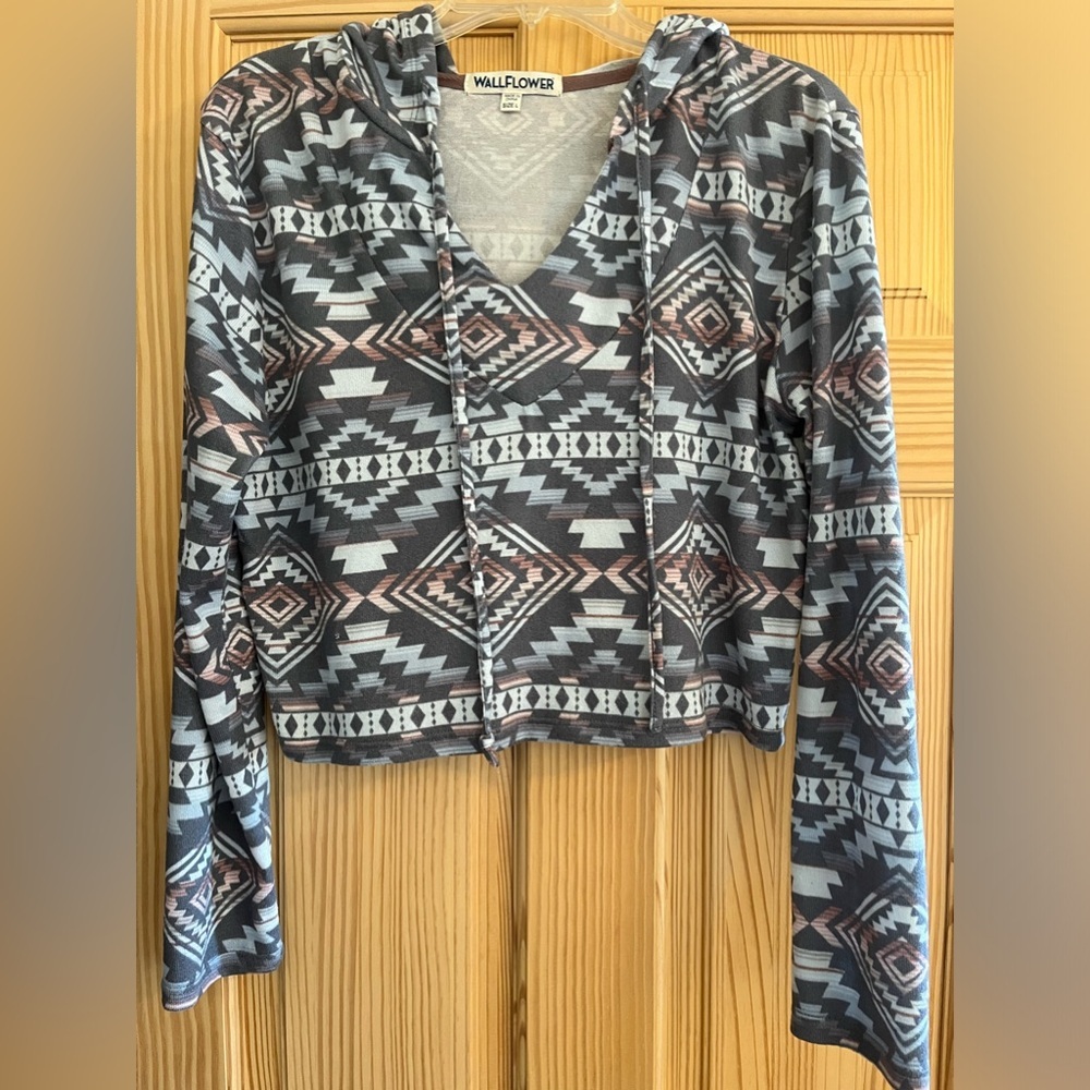 Wallflower Southwestern Blue‎ Pink and Purple Hoodie Size Large